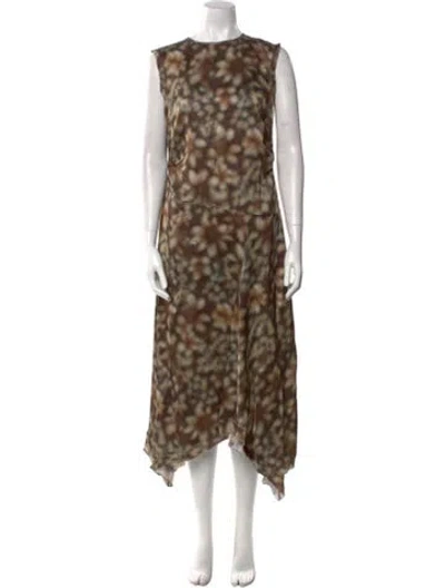 Pre-owned Acne Studios Printed Midi Length Dress In Brown