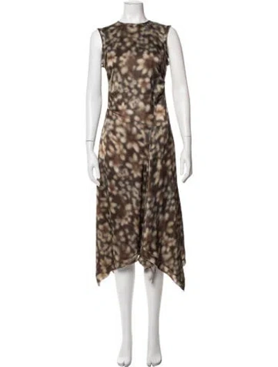 Pre-owned Acne Studios Printed Midi Length Dress In Brown