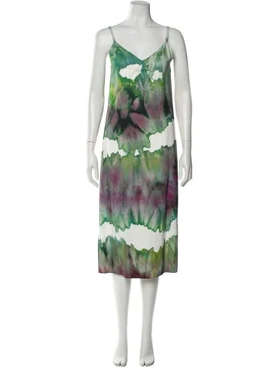 Pre-owned Acne Studios Printed Midi Length Dress In Green