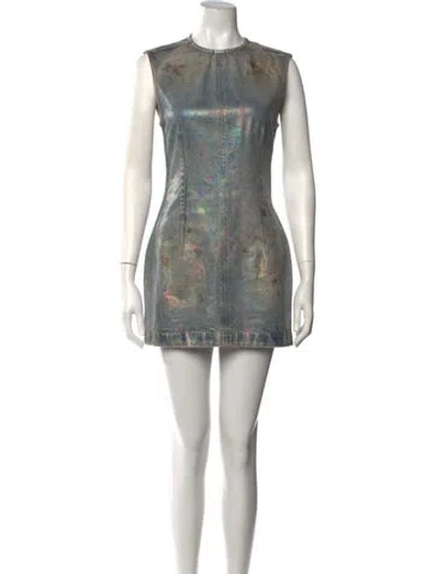 Pre-owned Acne Studios Printed Mini Dress In Blue/metallic