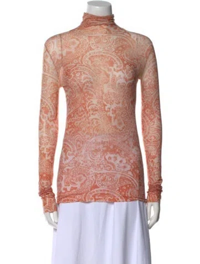 Pre-owned Acne Studios Printed Mock Neck Top In Orange