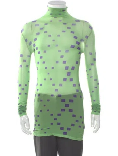 Pre-owned Acne Studios Printed Mock Neck T-shirt In Green