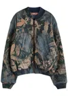 Acne Studios Graphic Print Denim Bomber Jacket In Brown
