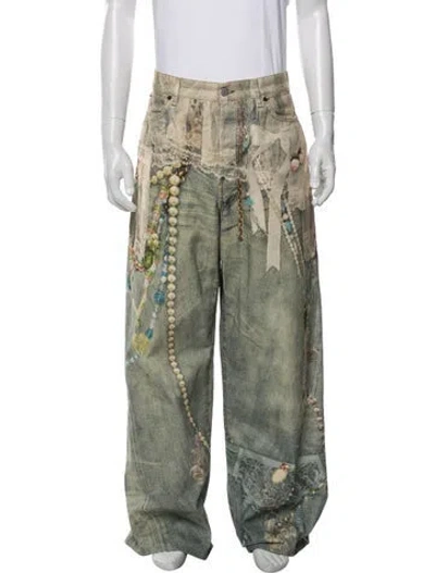 Pre-owned Acne Studios Printed Pants In Green