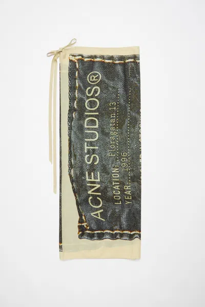 Acne Studios Printed Sarong Scarf In Beige,black