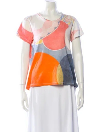 Pre-owned Acne Studios Printed Scoop Neck T-shirt In Orange