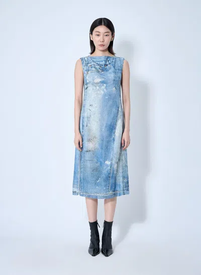 Acne Studios Printed Sequin Midi Dress In Blue