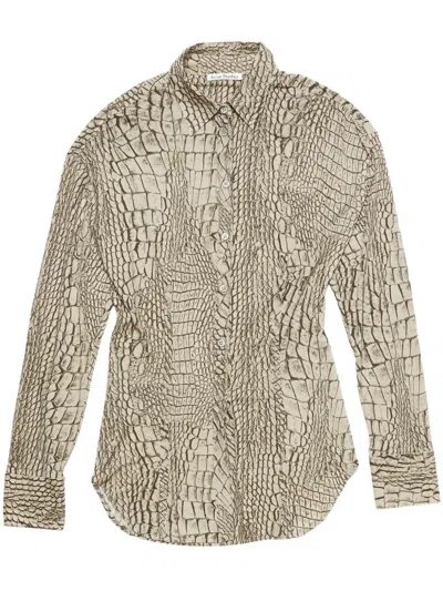 Acne Studios Button-up Printed Shirt In Nude