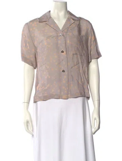 Pre-owned Acne Studios Printed Short Sleeve Button-up Top In Orange