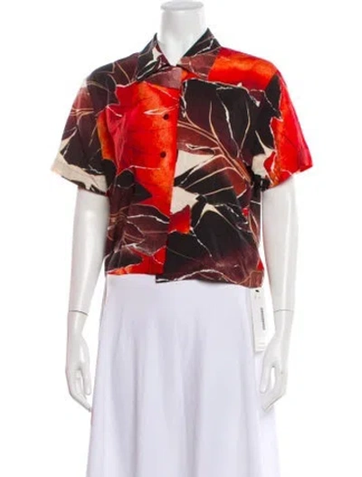 Pre-owned Acne Studios Printed Short Sleeve Top In Red