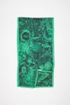 Acne Studios Printed Silk Scarf In Green,black