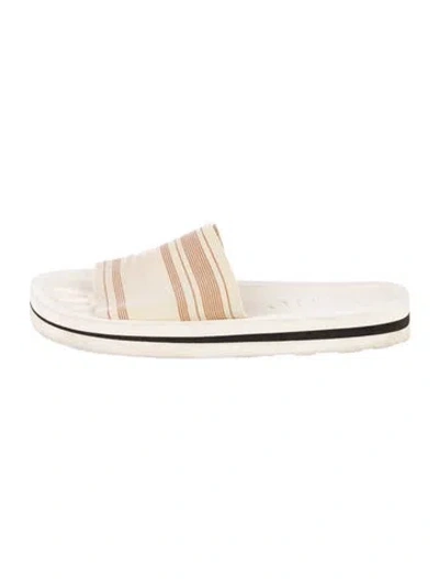 Pre-owned Acne Studios Printed Slides In Neutral