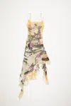 Acne Studios Printed Midi Dress In Multi Yellow