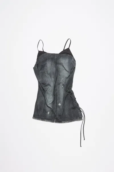 Acne Studios Printed Strap Top In Vintage Black