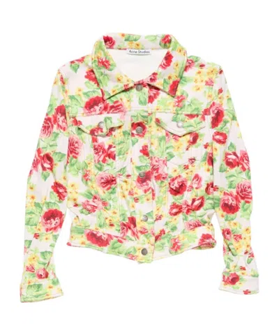 Acne Studios Printed Stretch Denim Jacket In Multi