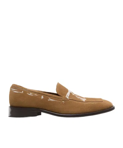 Acne Studios Printed Suede Loafers In Brown