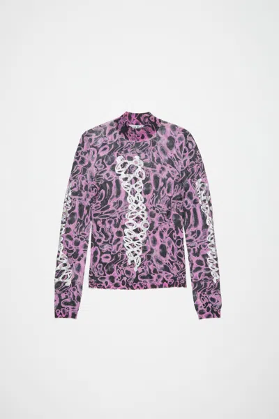 Acne Studios Printed Sweater In Orchid Purple,multi