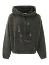 Acne Studios Hooded Organic Cotton Sweater With Graphic Print In Black