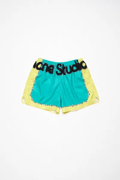 Acne Studios Printed Swim Shorts In Emerald Green