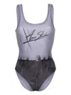 Acne Studios Black Printed Swimsuit In Black