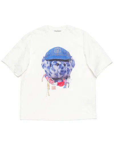 Acne Studios White Printed T-shirt In 183 Optic White