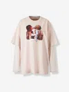 Acne Studios Pink Violet Layered T-shirt With Print In Multi