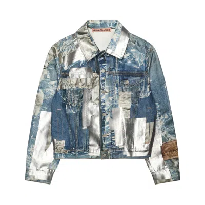 Pre-owned Acne Studios Printed Tape Denim Jacket 'blue' | Men's Size 50