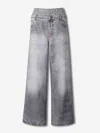 Acne Studios Printed Cotton Poplin Wide-leg Pants In Gray