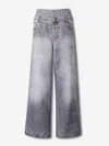 Acne Studios Printed Cotton Poplin Wide-leg Pants In Gray