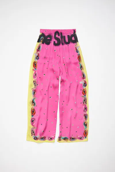 Acne Studios Printed Trousers In Fuchsia Pink
