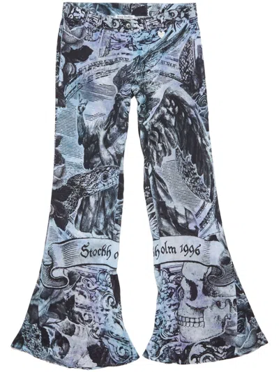 ACNE STUDIOS PRINTED TROUSERS WOMAN MULTICOLOR IN VISCOSE