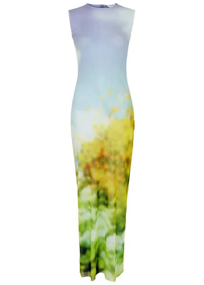 Acne Studios Printed Tulle Maxi Dress In Multicoloured
