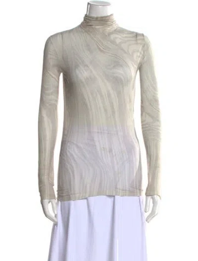 Pre-owned Acne Studios Printed Turtleneck Top In Green