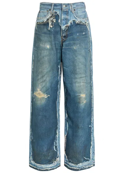 Acne Studios Printed Wide-leg Jeans In Blue