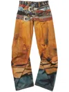 Acne Studios Printed Wide Leg Jeans In Orange