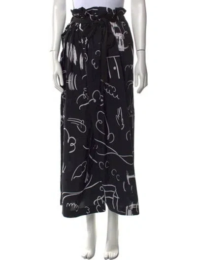 Pre-owned Acne Studios Printed Wide Leg Pants In Black
