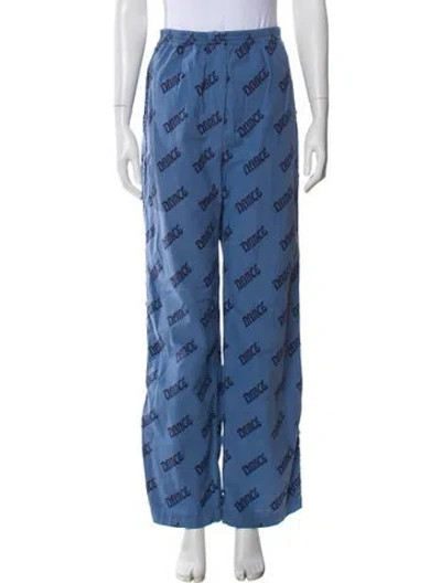 Pre-owned Acne Studios Printed Wide Leg Pants In Blue