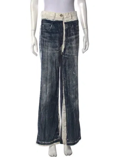 Pre-owned Acne Studios Printed Wide Leg Pants In Blue