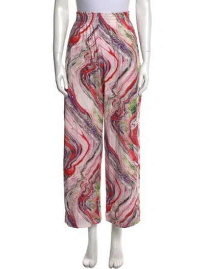 Pre-owned Acne Studios Printed Wide Leg Pants In Pink