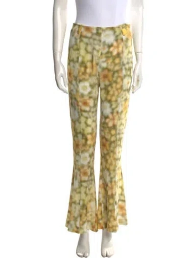 Pre-owned Acne Studios Printed Wide Leg Pants In Yellow