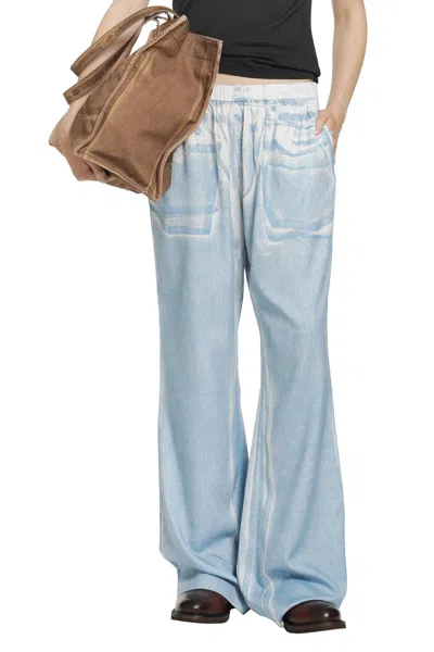 Acne Studios Printed Wide Leg Trousers In Blue