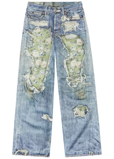 Acne Studios Printed Wide-leg Jeans In Blue