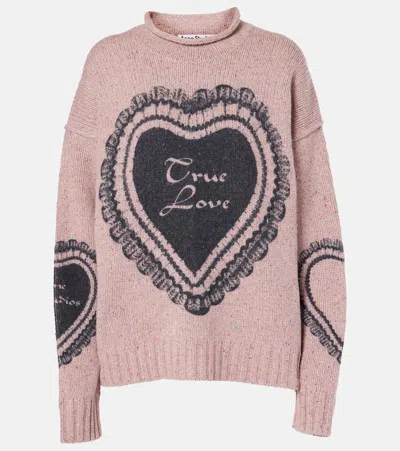 Acne Studios Printed Wool Blend Jumper In Pink