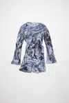 Acne Studios Printed Wrap Mini Dress In Multi Grey