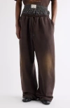 Acne Studios Prowser U Gym Bro Layered Logo Organic Cotton Sweatpants In Brown