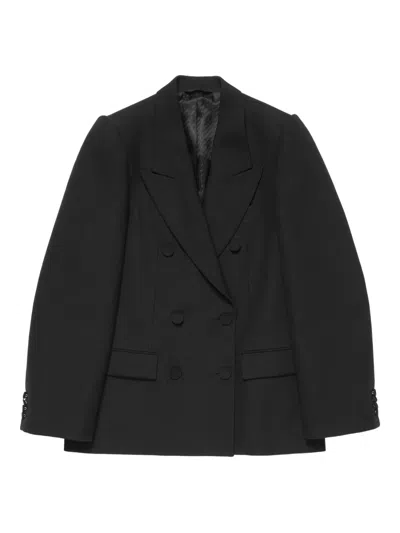 Acne Studios Puff-sleeve Double-breasted Jacket In Black