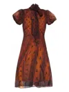 Acne Studios Puff-sleeve Printed Dress In Brown
