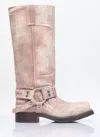 Acne Studios 35mm Balius Denim Tall Boots In Brown