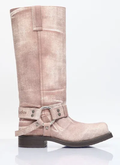 Acne Studios Pull-on Denim Boots In Brown