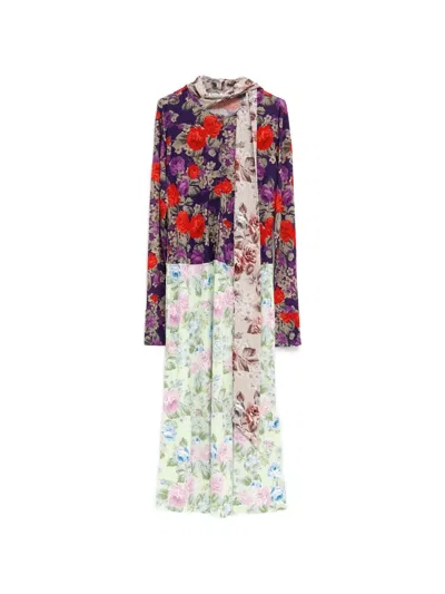 Acne Studios Scarf-detailed Floral-print Crepe Midi Dress In Multi